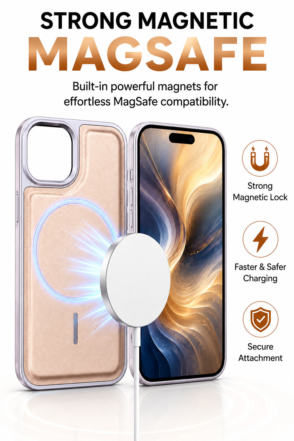 Premium Artificial Leather Back Cover Compatible with Apple iPhone 15, Slim Protective Grip Case (Brown) - Image 5