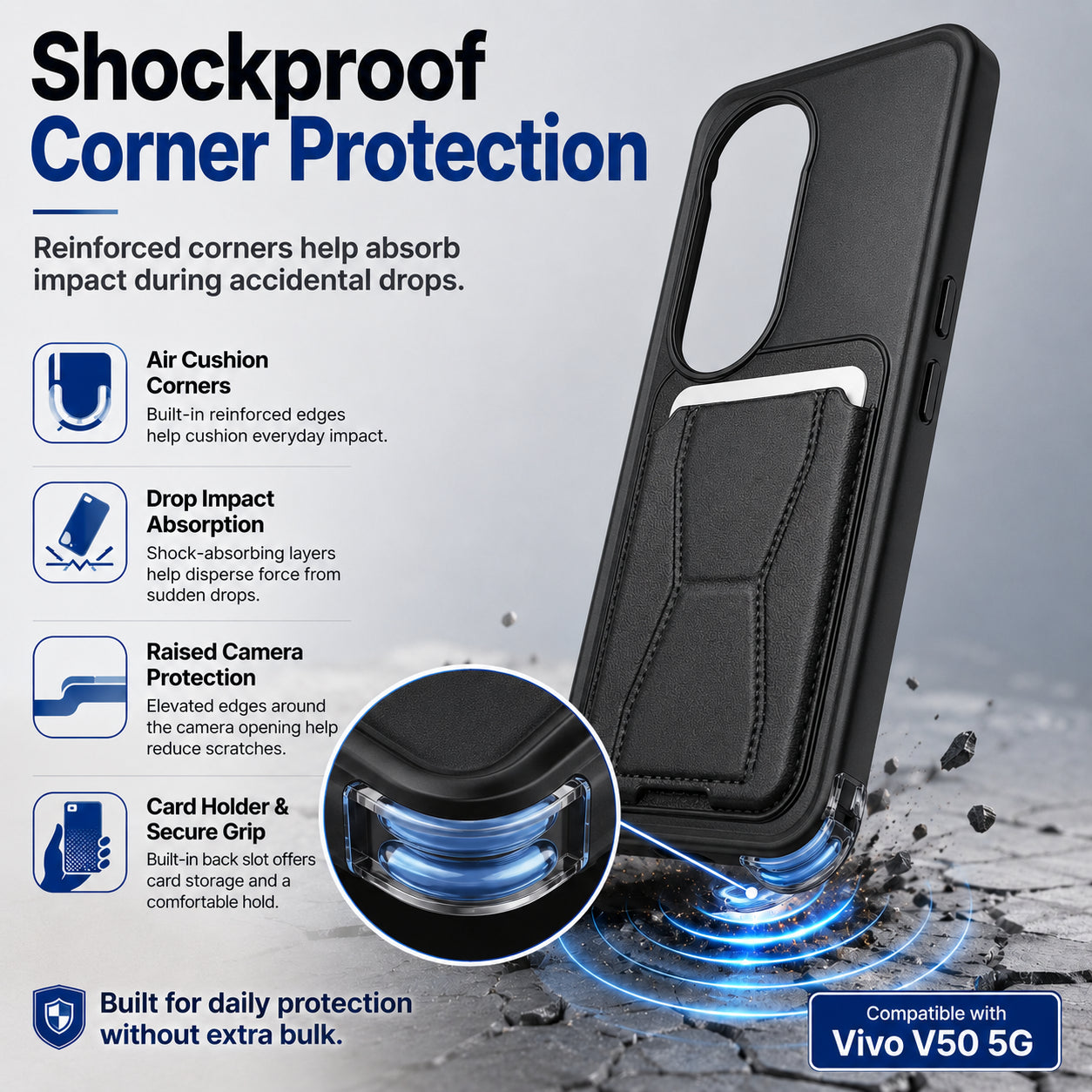 Protective Back Cover for Vivo V50 - Black - Image 5