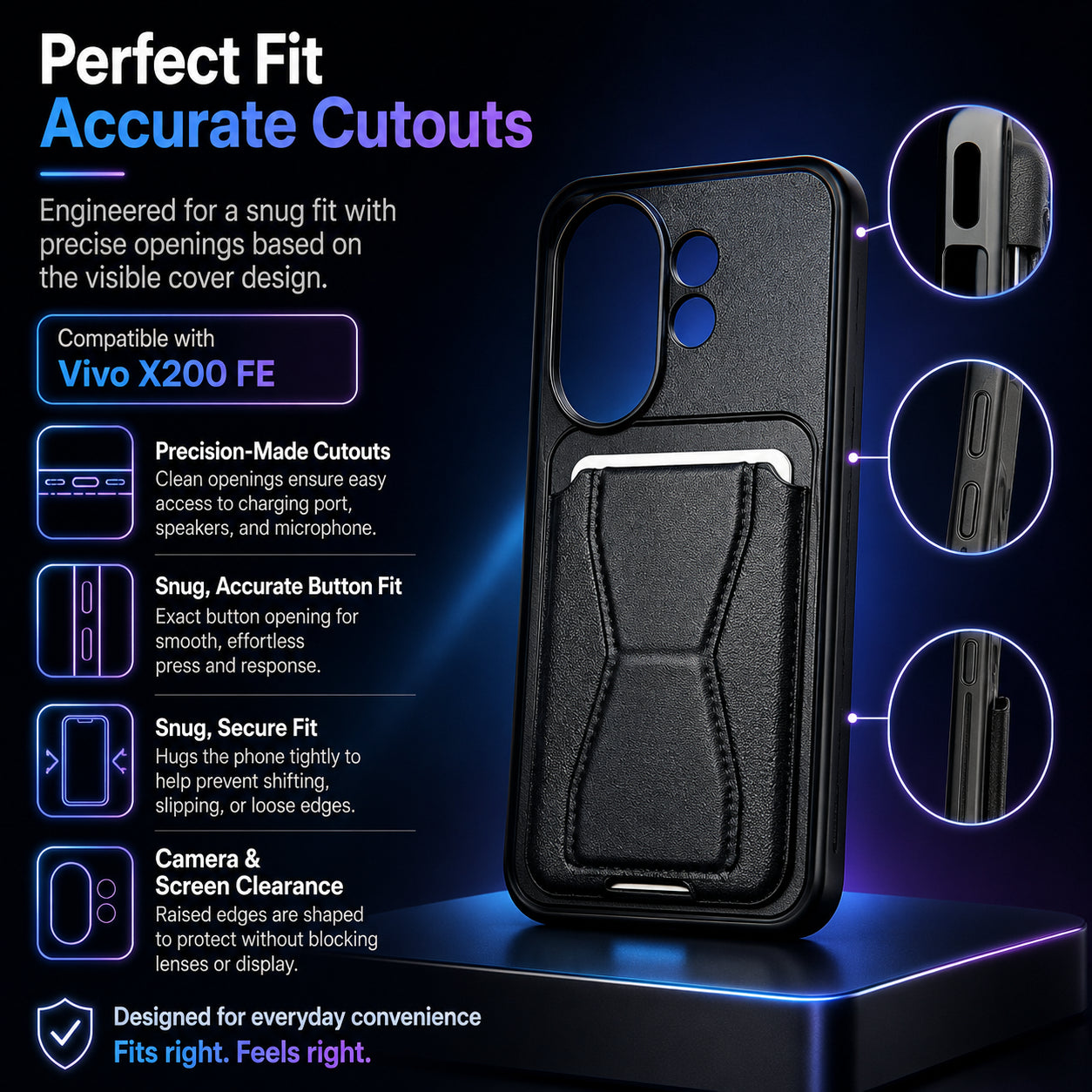 Protective Back Cover for Vivo X200 FE - Black - Image 5