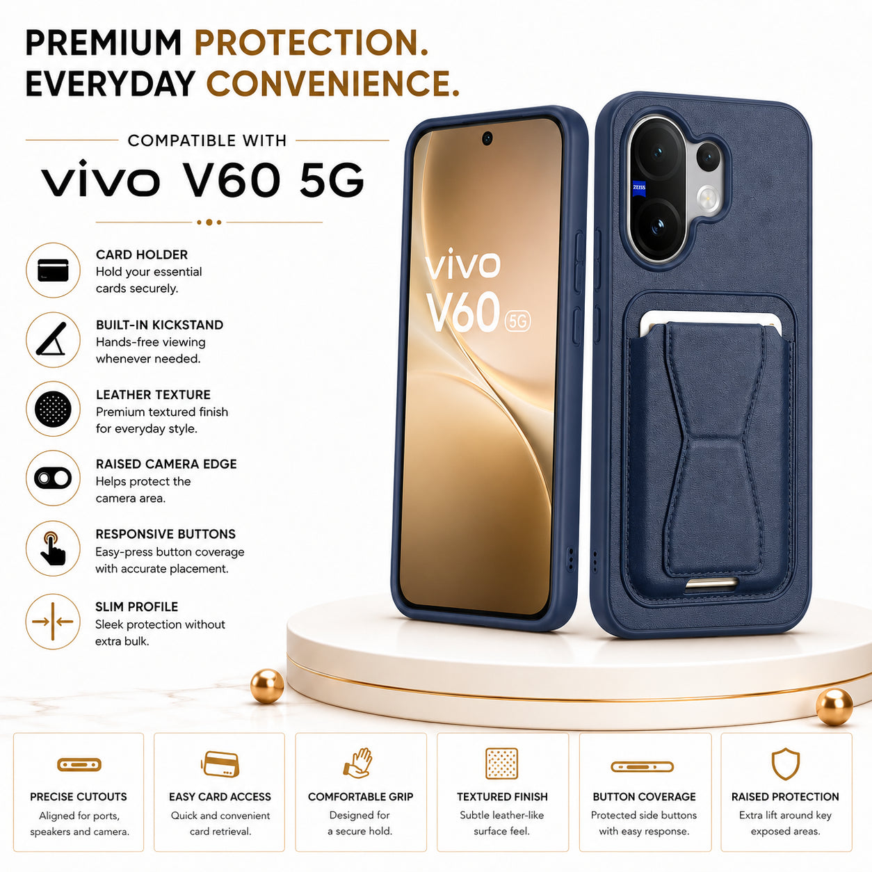 Protective Back Cover for Vivo V60 5G - Black - Image 5