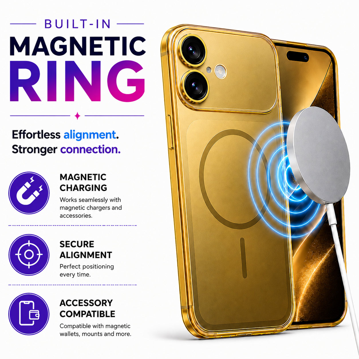 Glossy Glass Back Cover for Apple iPhone 17 - Gold - Image 4