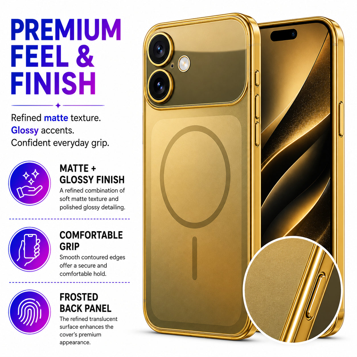 Glossy Glass Back Cover for Apple iPhone 17 - Gold - Image 5