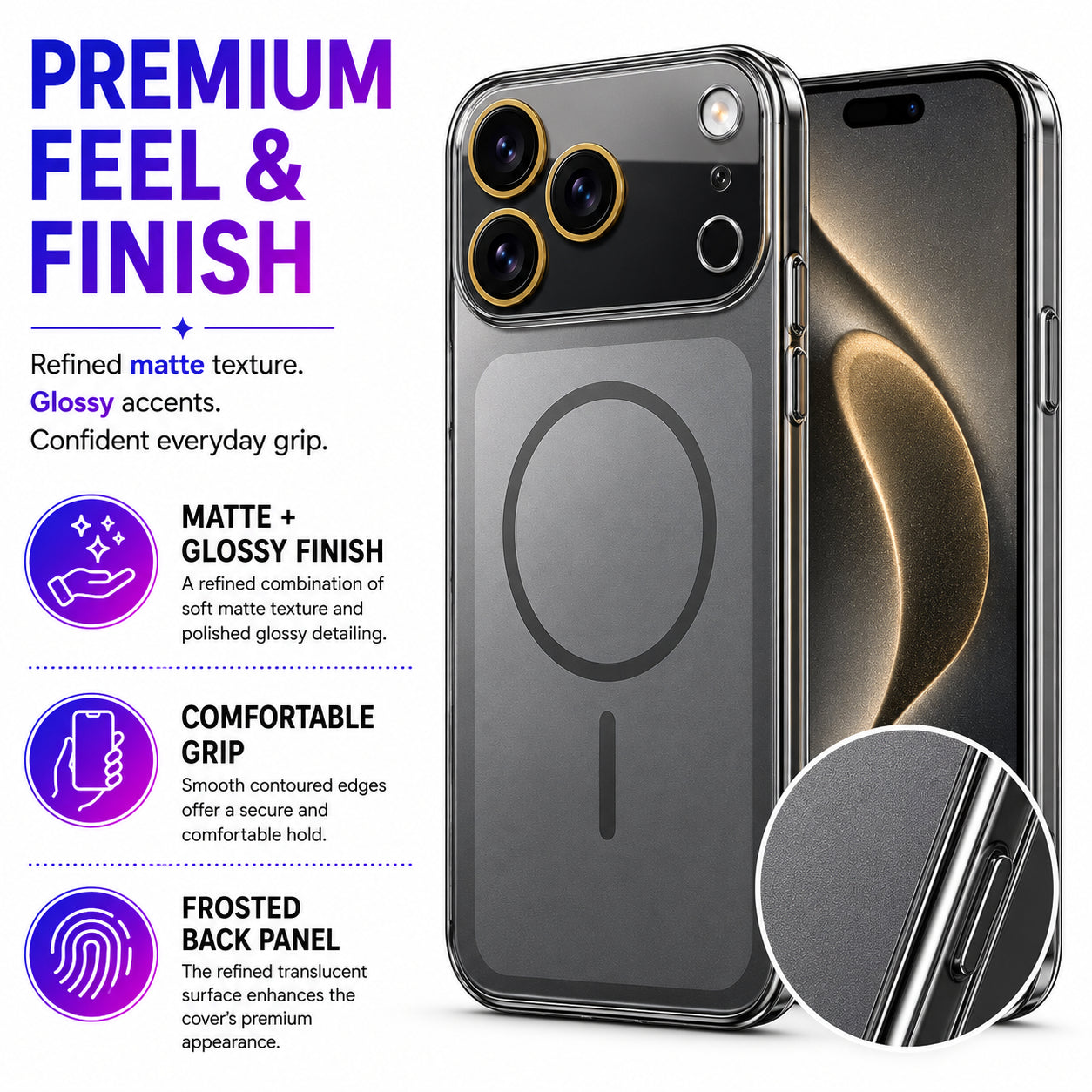 Glossy Glass Back Cover for Apple iPhone 17 Pro Max - Grey - Image 2