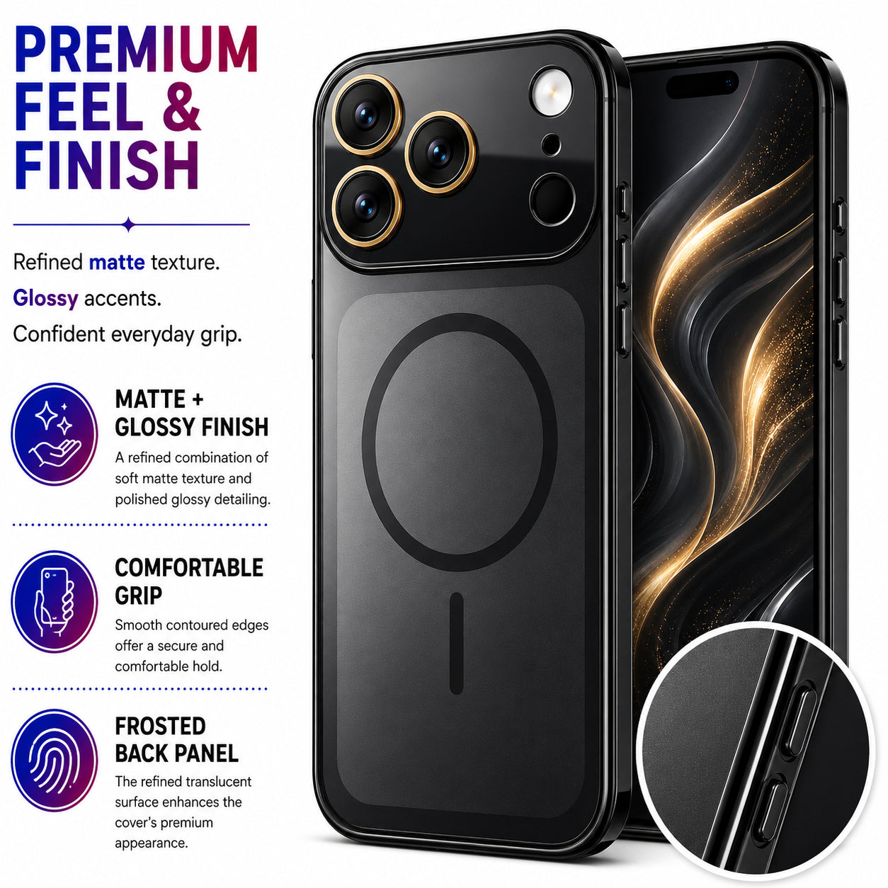 Glossy Glass Back Cover for Apple iPhone 17 Pro Max - Black - Image 5