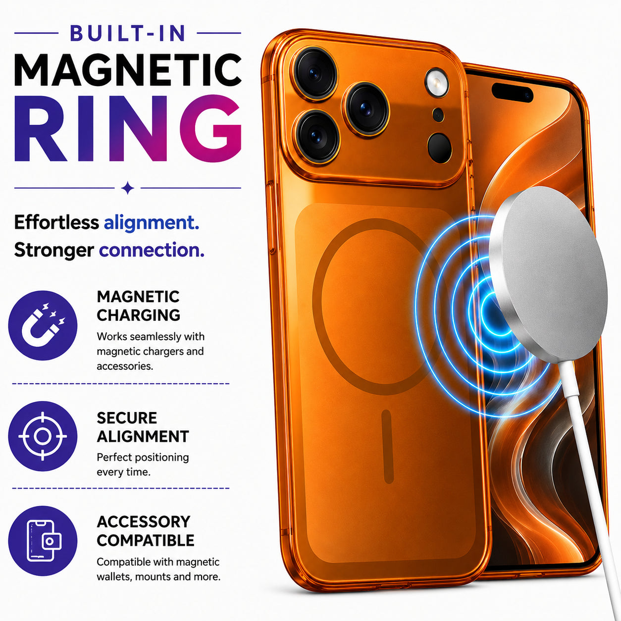 Glossy Glass Back Cover for Apple iPhone 17 Pro - Orange - Image 2