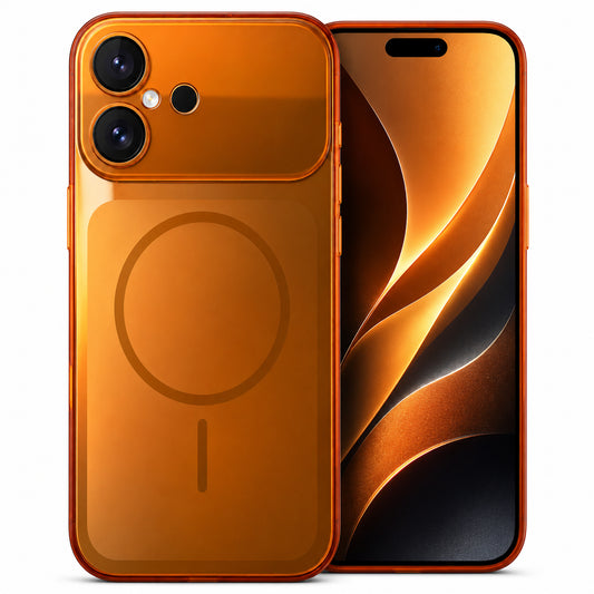 Glossy Glass Back Cover for Apple iPhone 16 - Orange - Main image