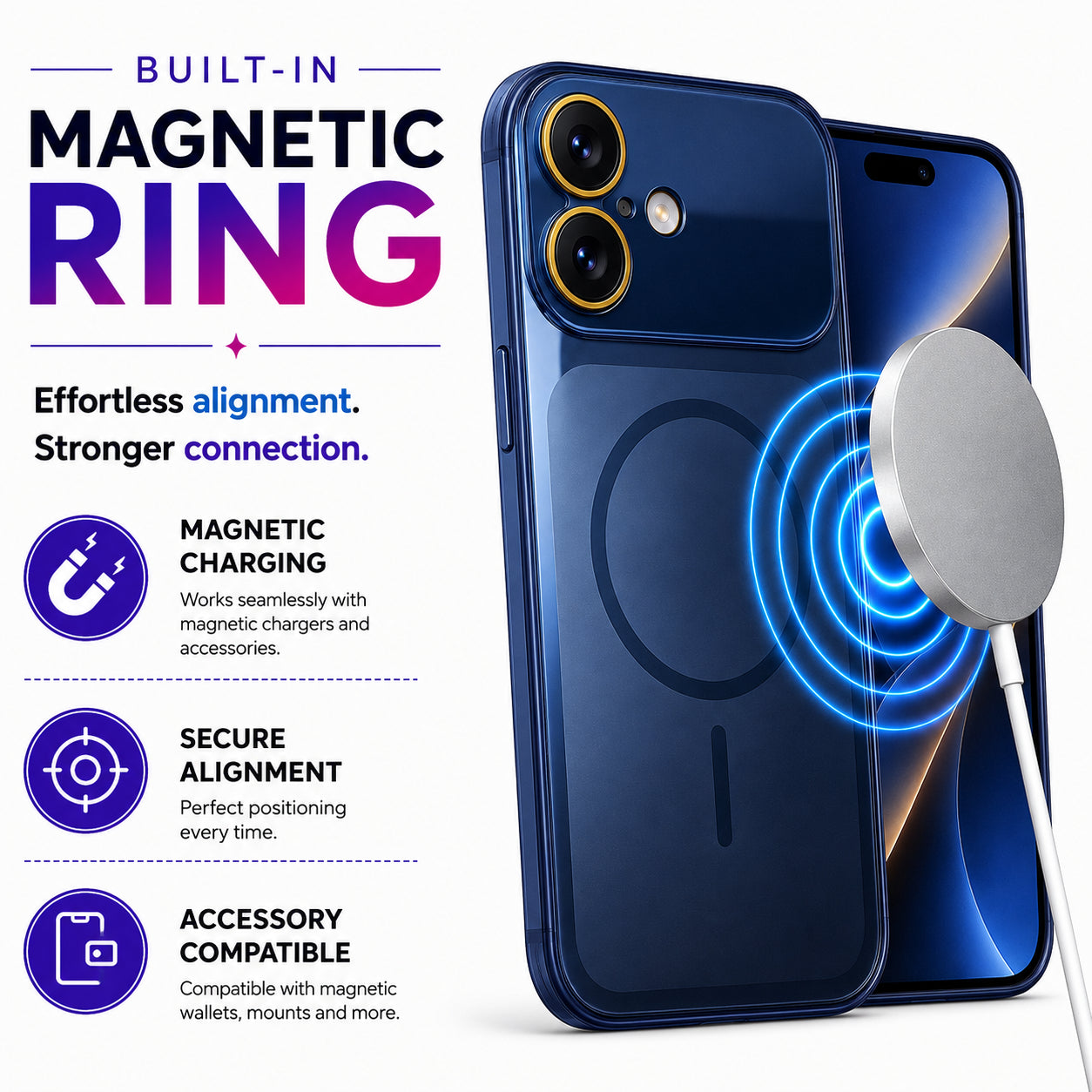Glossy Glass Back Cover for Apple iPhone 16 - Blue - Image 3