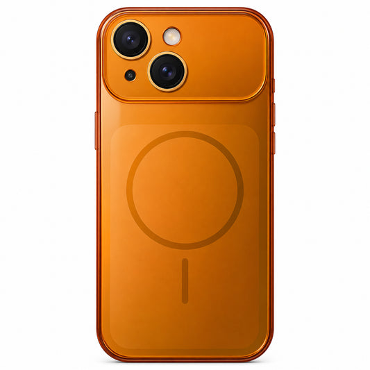 Glossy Glass Back Cover for Apple iPhone 15 - Orange - Image 2