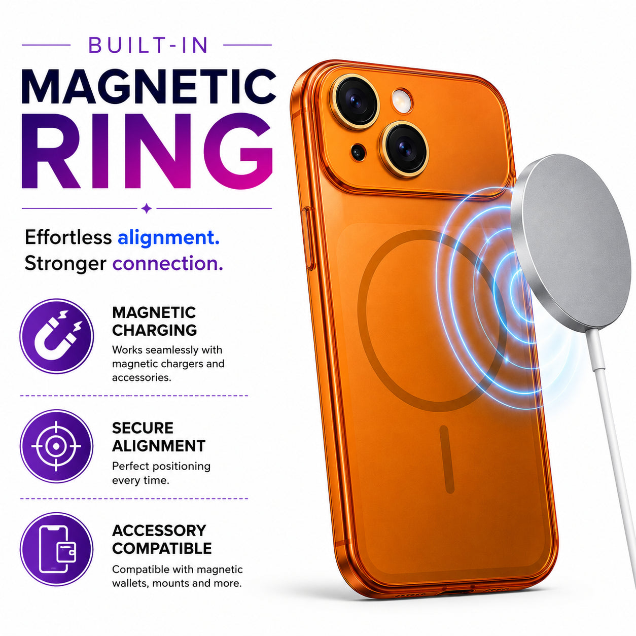 Glossy Glass Back Cover for Apple iPhone 15 - Orange - Image 4