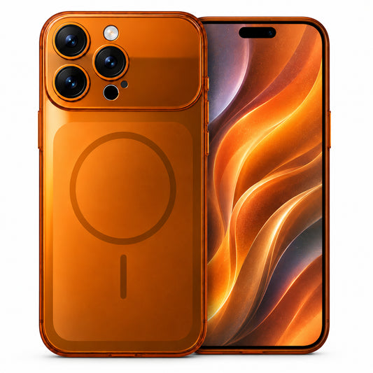 Glossy Glass Back Cover for Apple iPhone 14 Pro - Orange - Main image