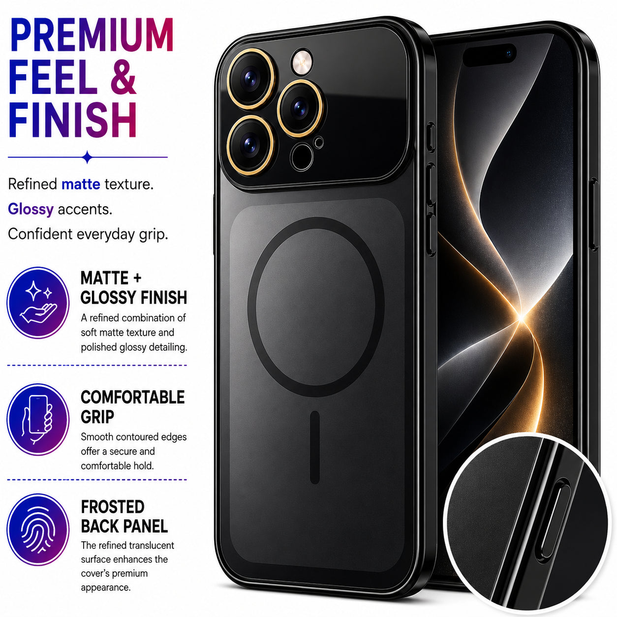 Glossy Glass Back Cover for Apple iPhone 14 Pro - Black - Image 5