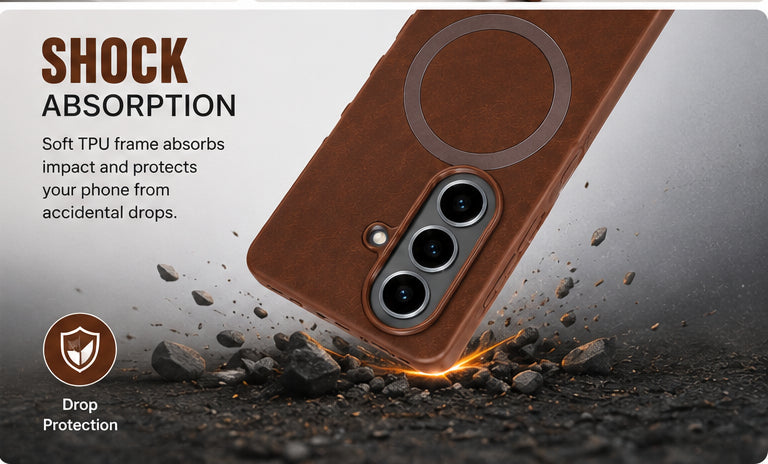 Premium Artificial Leather Back Cover Compatible with Samsung Galaxy Z Fold7, Slim Protective Grip Case (Brown) - Image 5