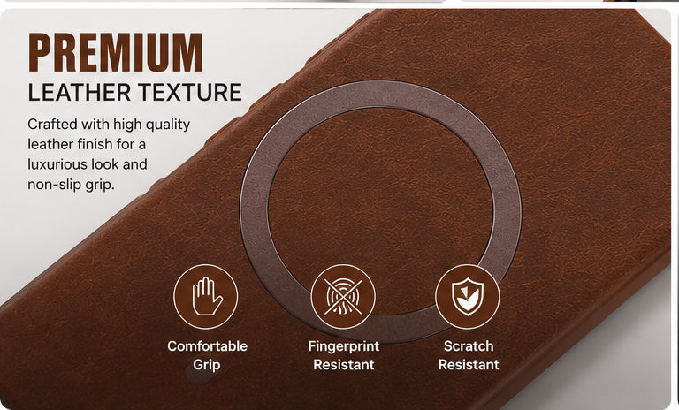Premium Artificial Leather Back Cover Compatible with Samsung Galaxy Z Fold7, Slim Protective Grip Case (Brown) - Image 4