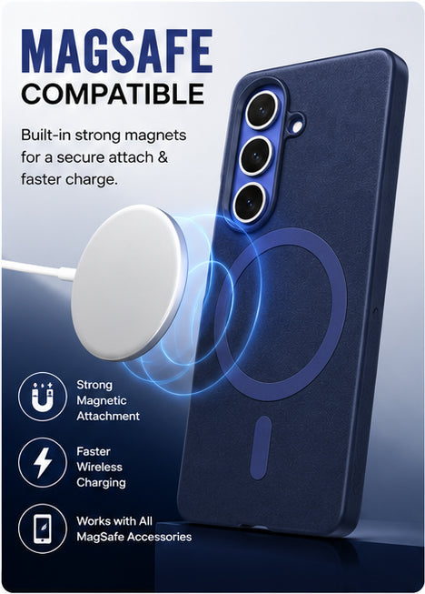 Premium Artificial Leather Back Cover Compatible with Samsung Galaxy Z Fold7, Slim Protective Grip Case (Blue) - Image 2