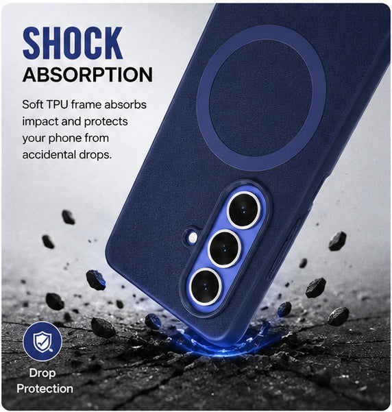 Premium Artificial Leather Back Cover Compatible with Samsung Galaxy Z Fold7, Slim Protective Grip Case (Blue) - Image 5
