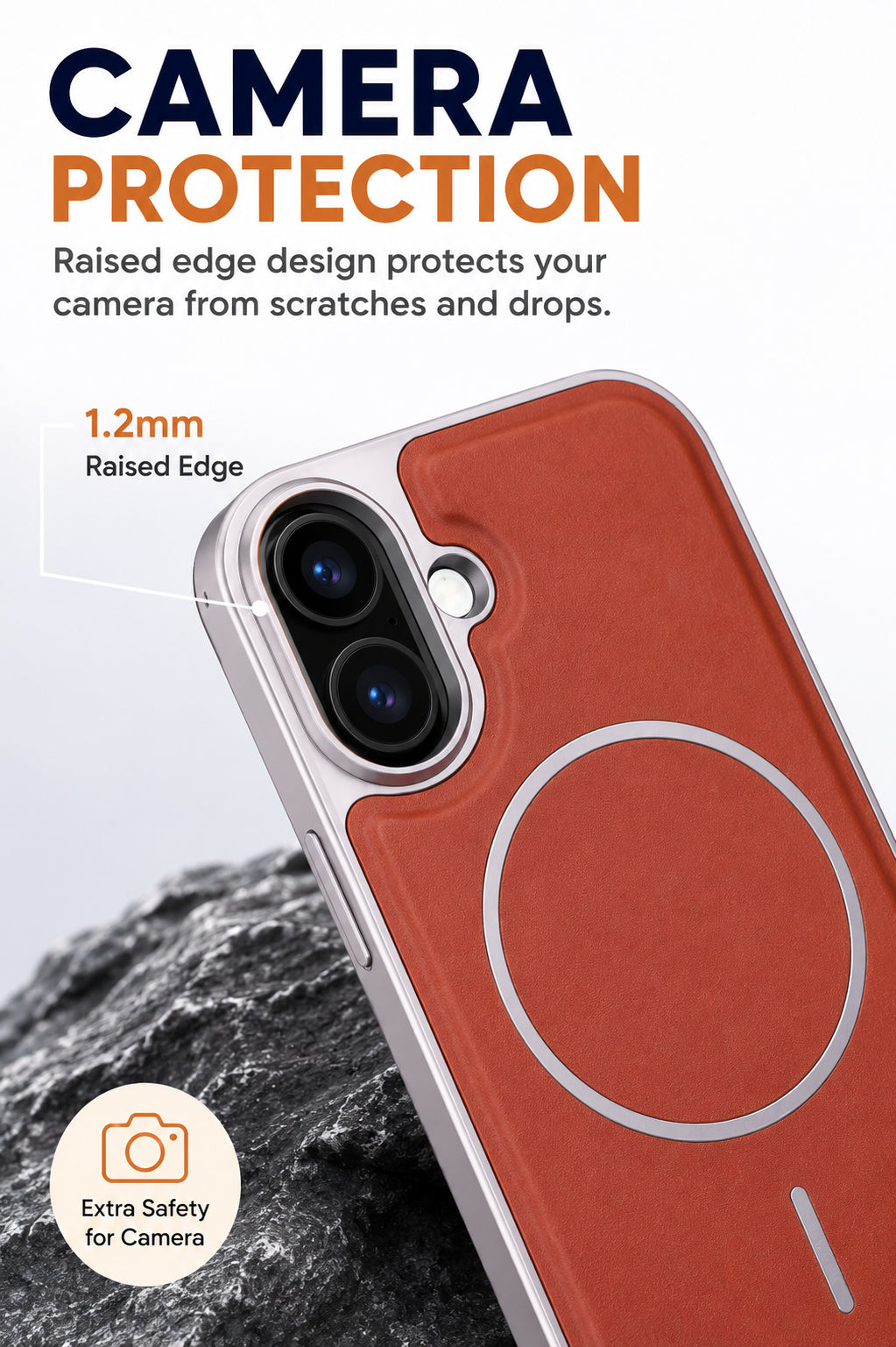 Premium Artificial Leather Back Cover Compatible with Apple iPhone 16, Slim Protective Grip Case (Brown) - Image 2
