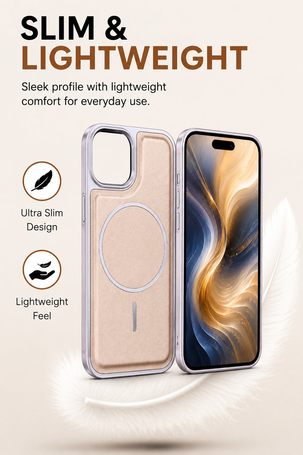 Premium Artificial Leather Back Cover Compatible with Apple iPhone 15, Slim Protective Grip Case (Brown) - Image 3