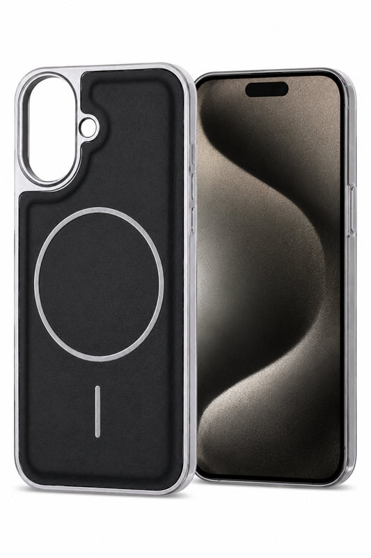 Premium Artificial Leather Back Cover Compatible with Apple iPhone 17, Slim Protective Grip Case (Black) - Main image