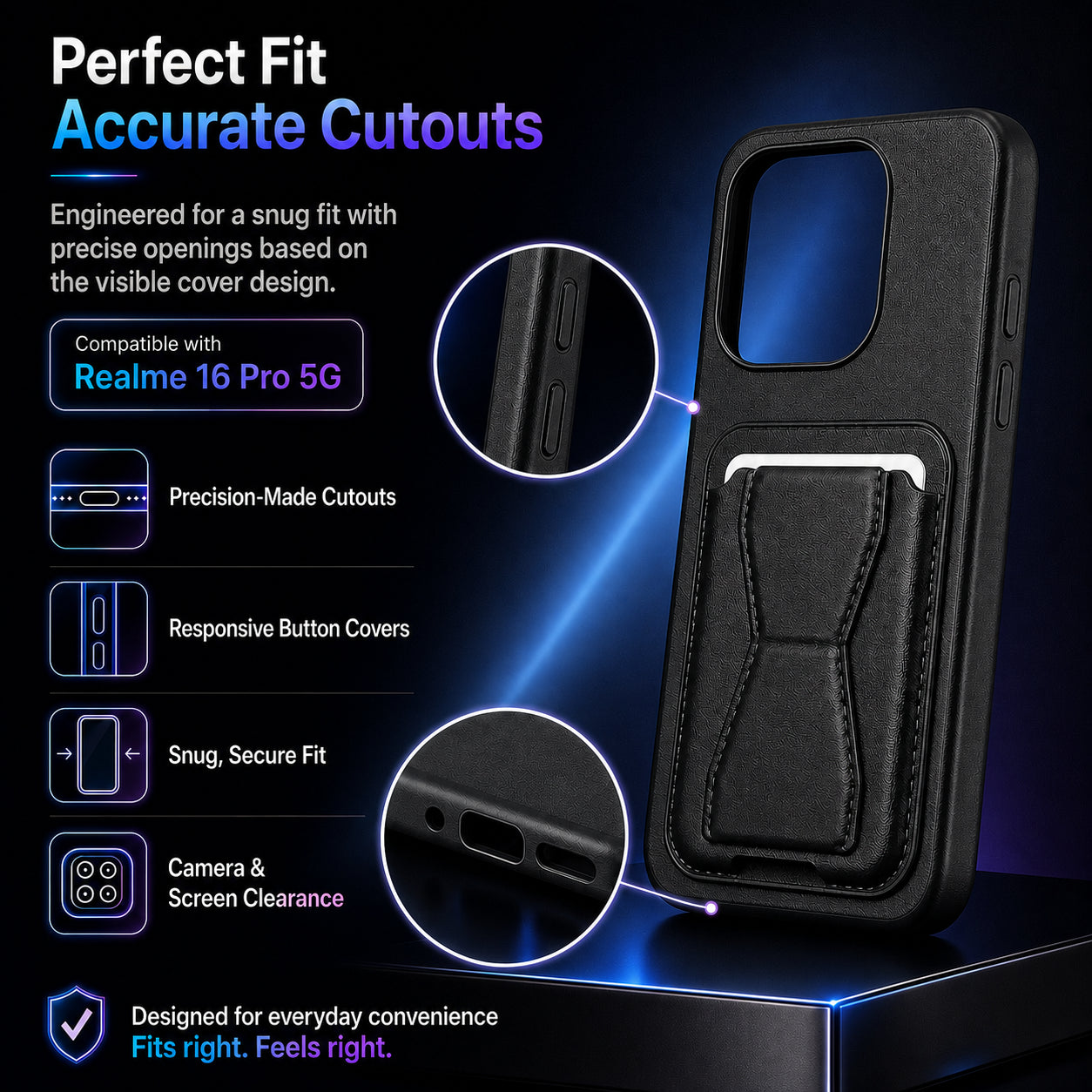 Protective Back Cover for Realme 16 Pro 5G - Black - Image 4