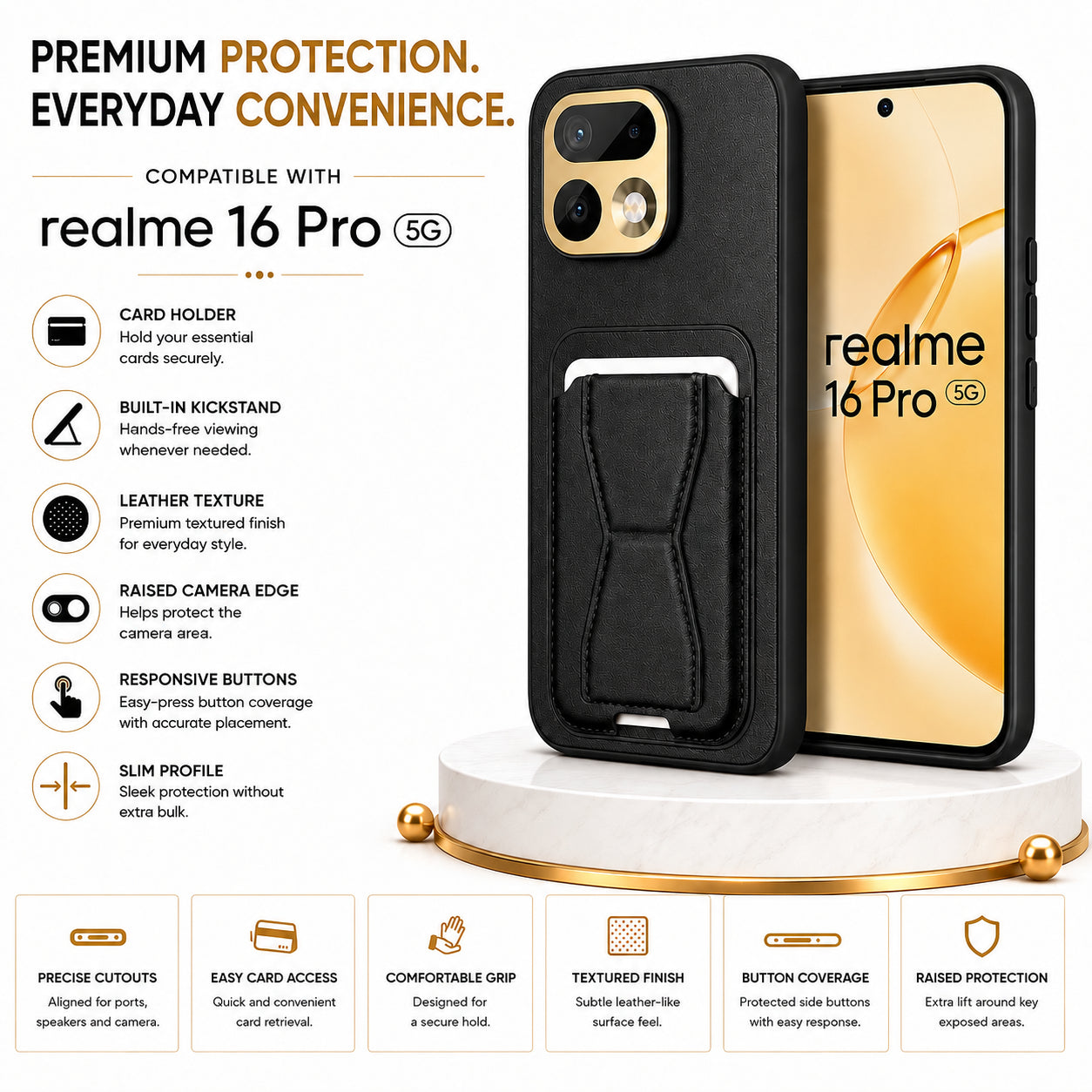 Protective Back Cover for Realme 16 Pro 5G - Black - Image 3