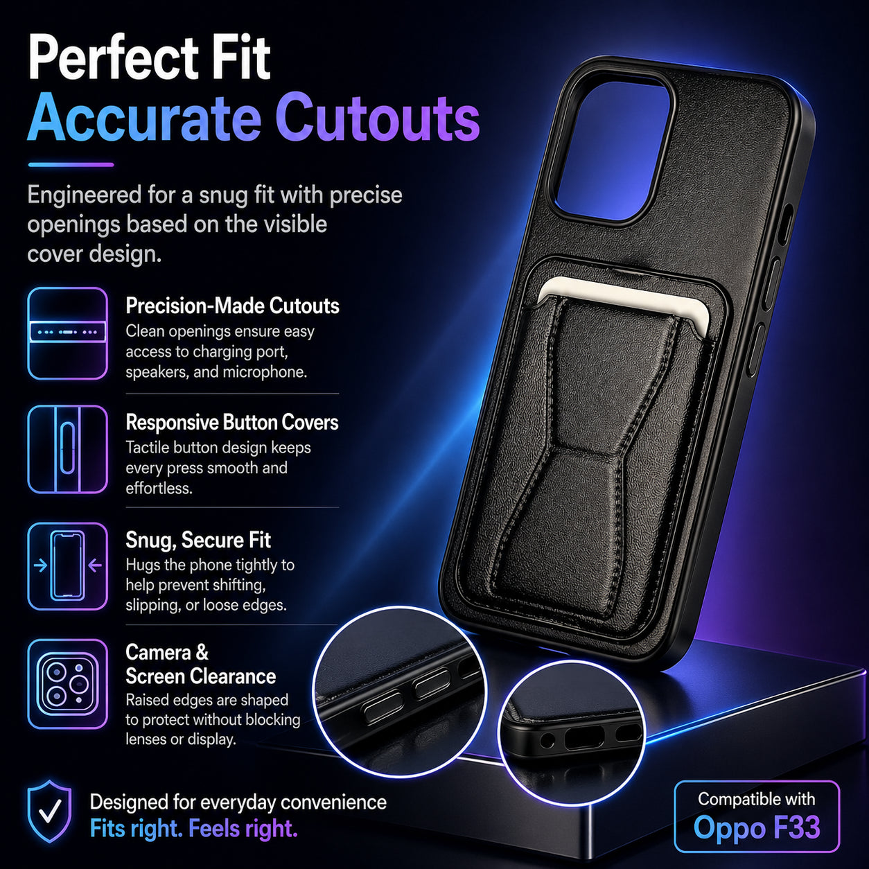 Protective Back Cover for OPPO F33 5G - Black - Image 3