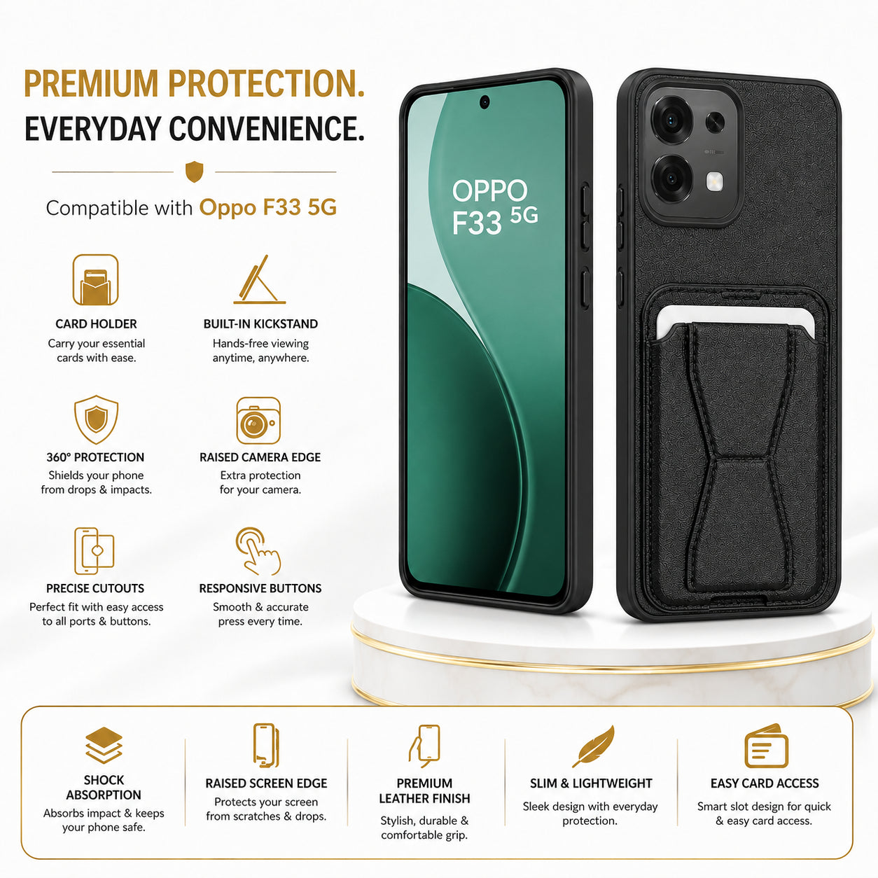 Protective Back Cover for OPPO F33 5G - Black - Image 5