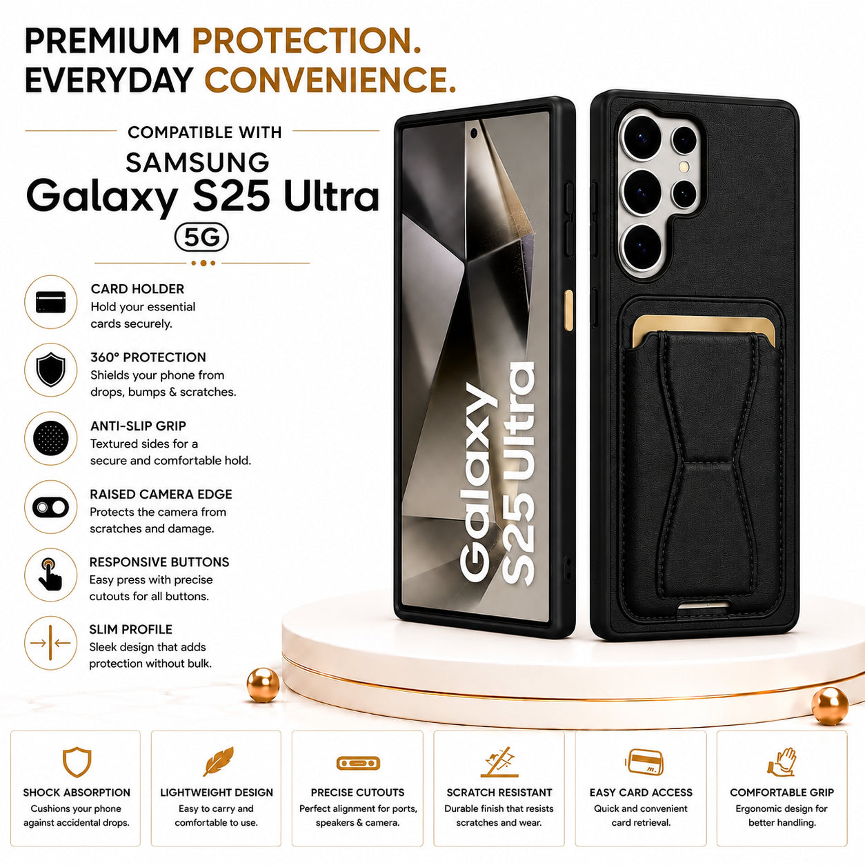 Protective Back Cover for Samsung Galaxy S25 Ultra - Black - Image 3