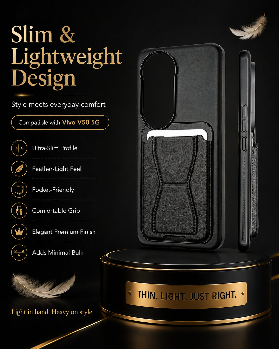 Protective Back Cover for Vivo V50 - Black - Image 2