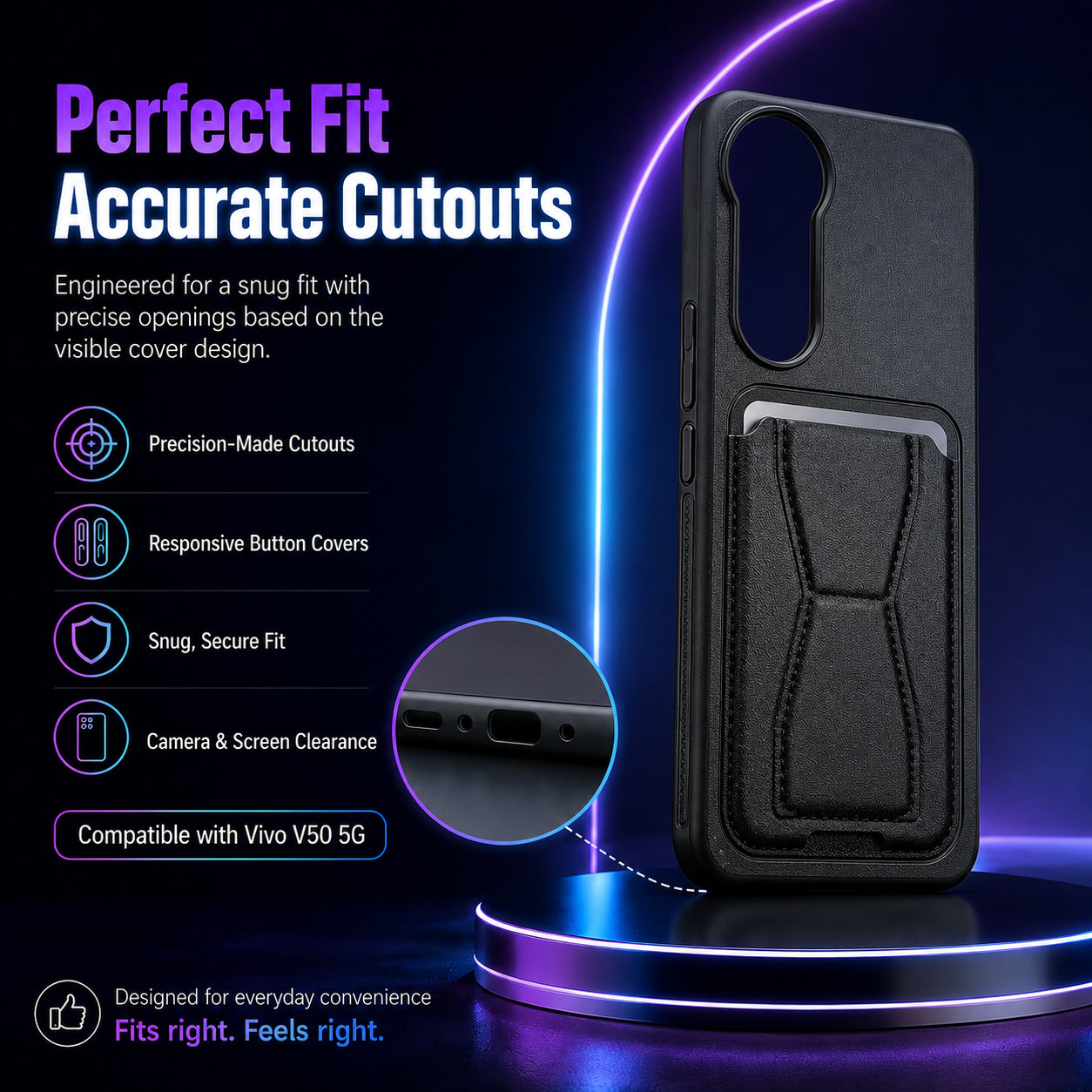 Protective Back Cover for Vivo V50 - Black - Image 3