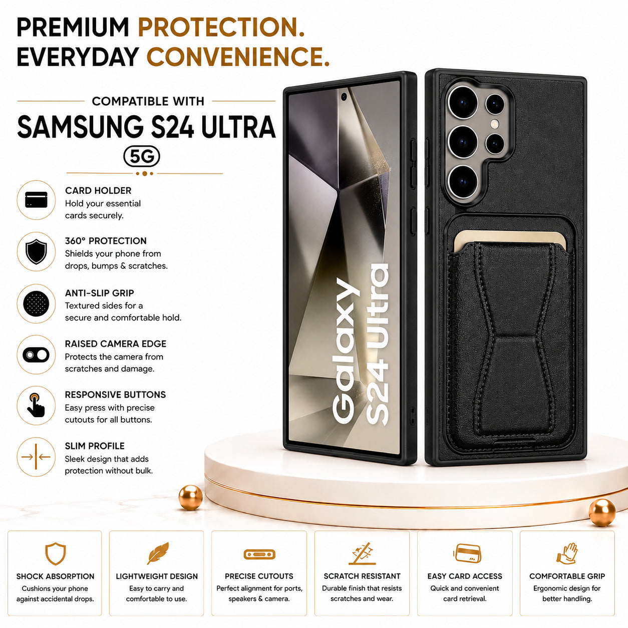 Protective Back Cover for Samsung Galaxy S24 Ultra - Black - Image 3