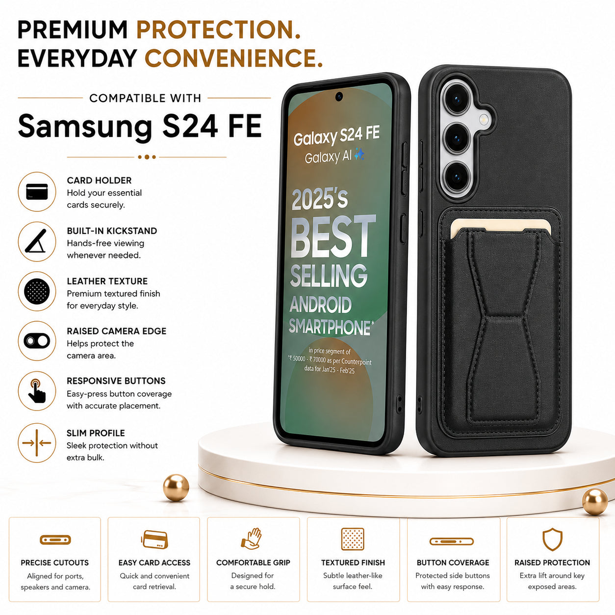 Protective Back Cover for Samsung Galaxy S24 FE - Black - Image 4