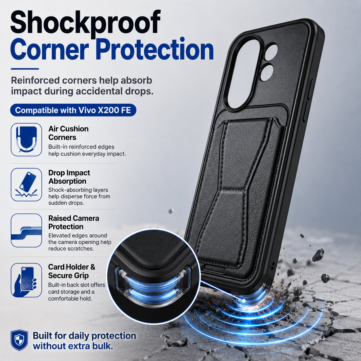 Protective Back Cover for Vivo X200 FE - Black - Image 2