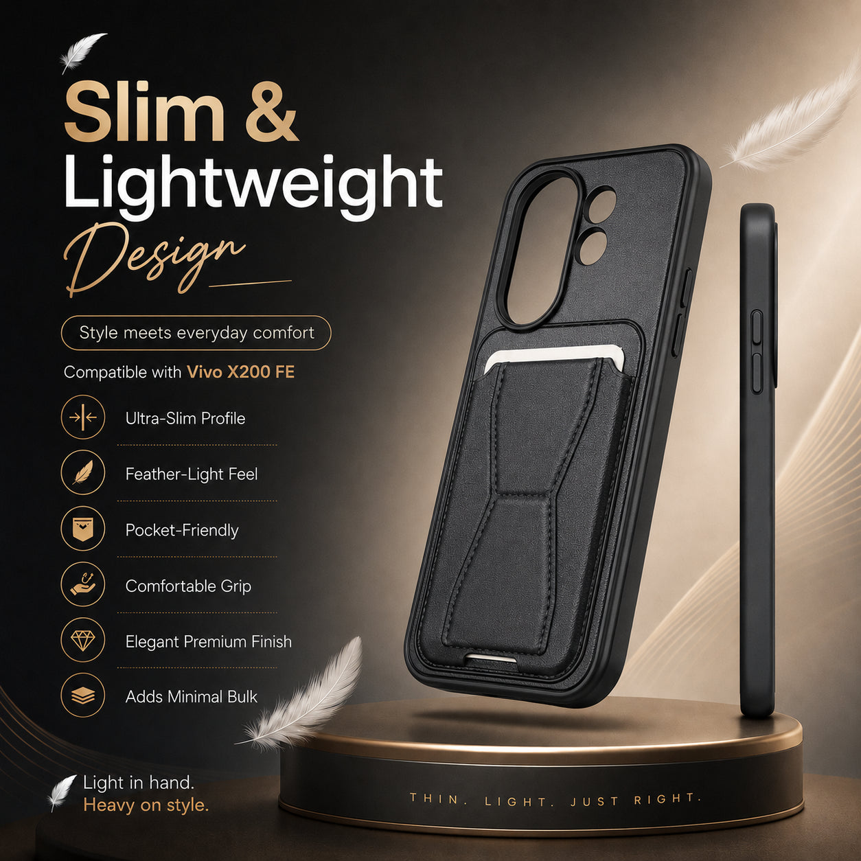 Protective Back Cover for Vivo X200 FE - Black - Image 4