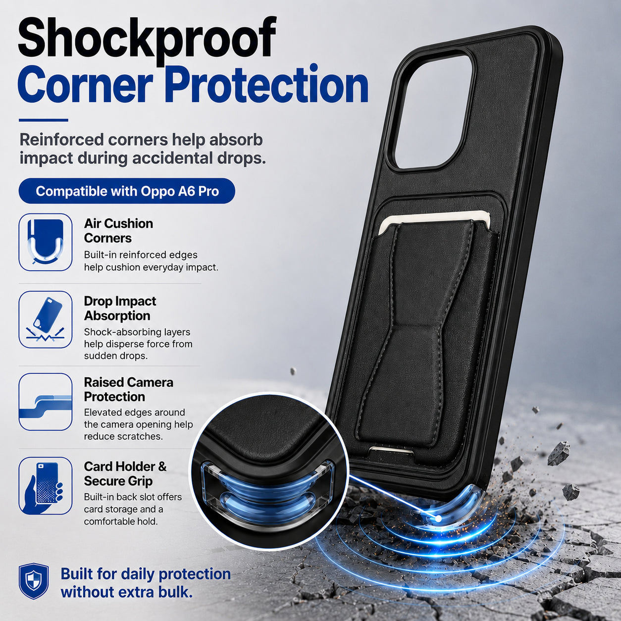 Protective Back Cover for OPPO A6 Pro 5G - Black - Image 5