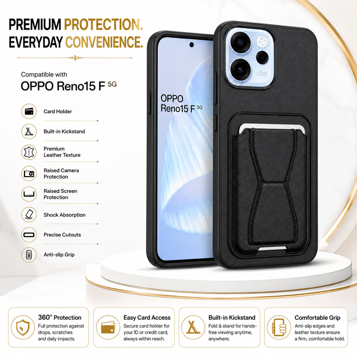 Protective Back Cover for OPPO Reno 15 - Black - Image 3
