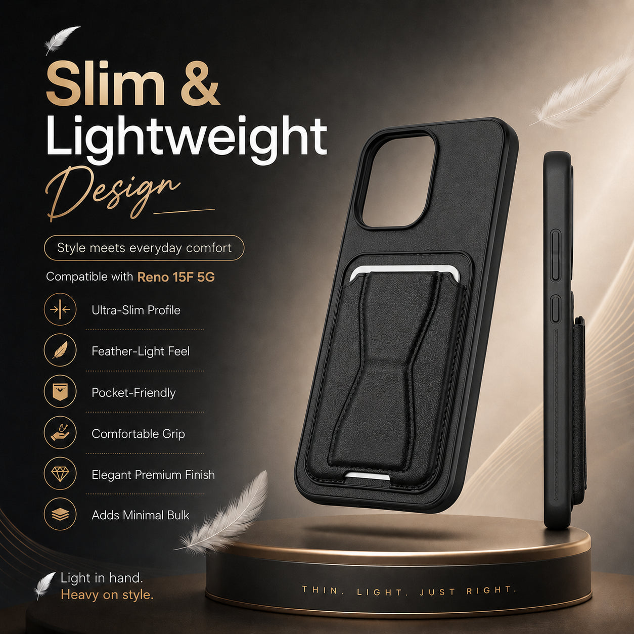Protective Back Cover for OPPO Reno 15 - Black - Image 2