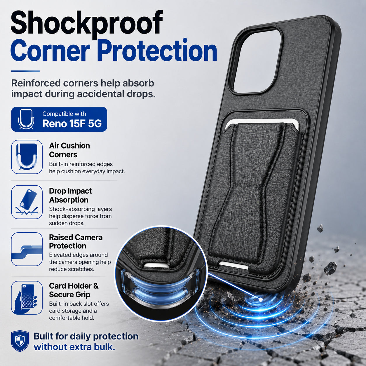 Protective Back Cover for OPPO Reno 15 - Black - Image 4