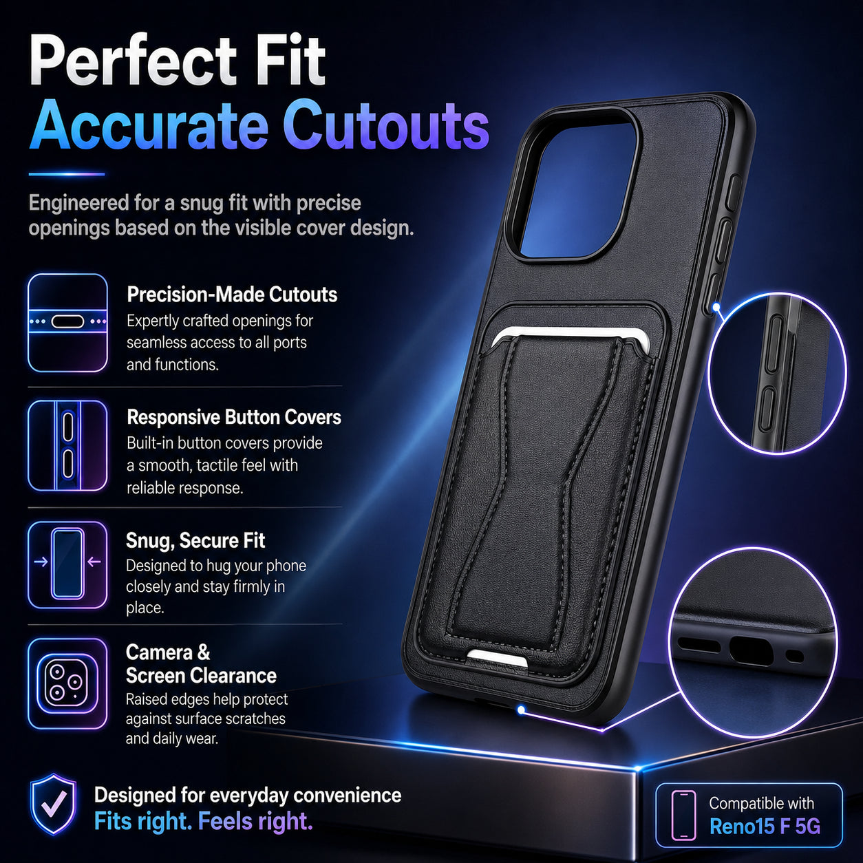 Protective Back Cover for OPPO Reno 15 - Black - Image 5