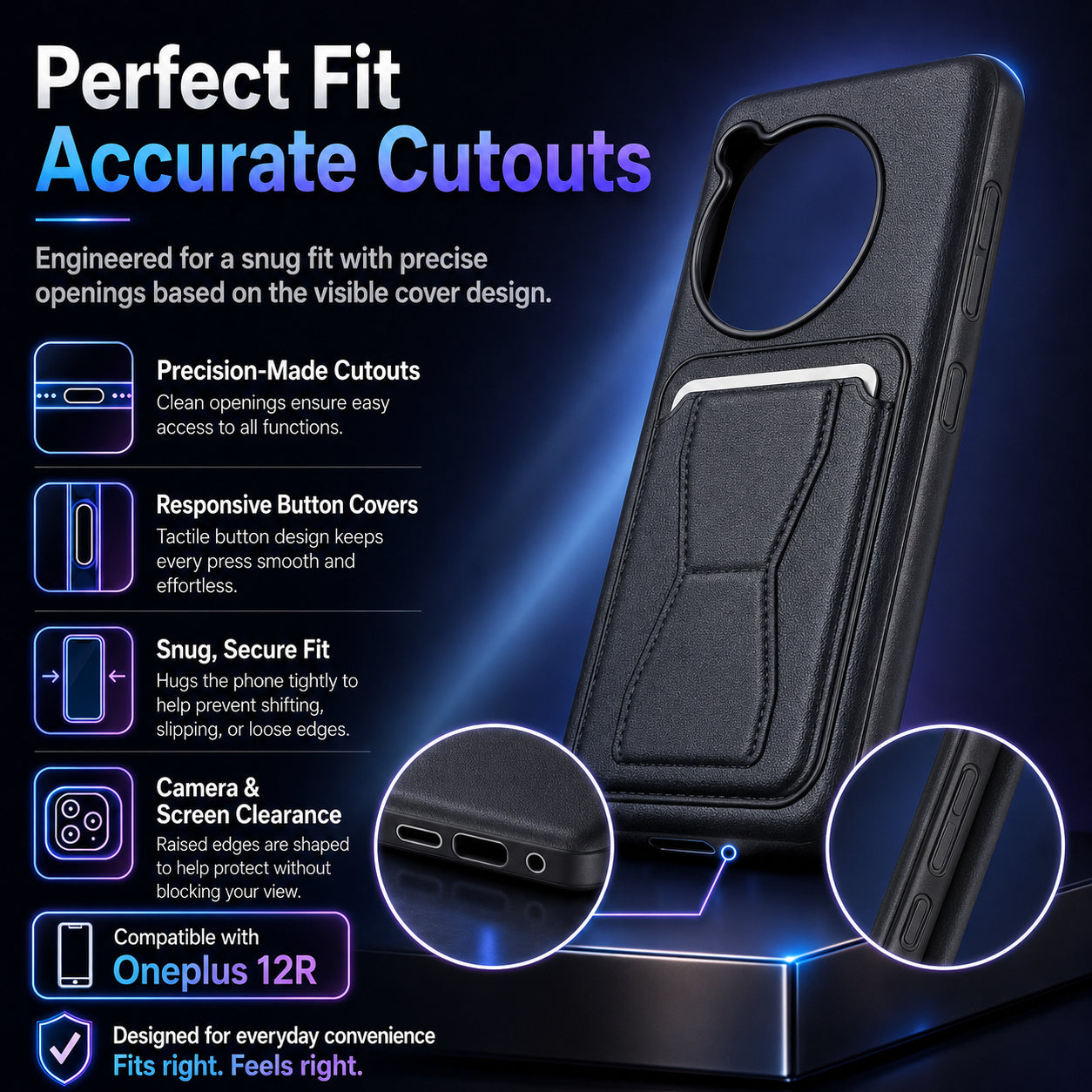 Protective Back Cover for OnePlus 12R - Black - Image 4
