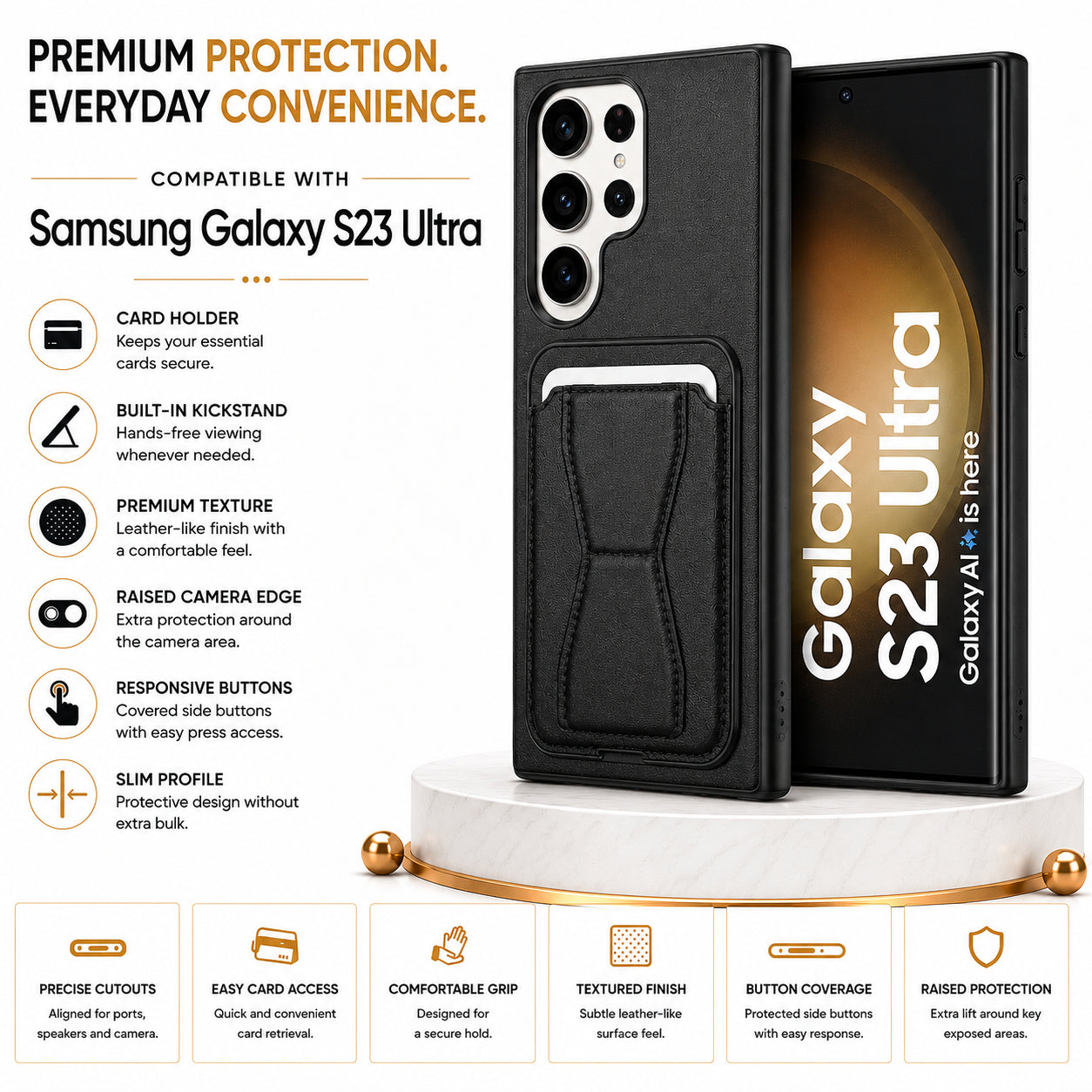 Protective Back Cover for Samsung Galaxy S23 Ultra - Black - Image 5