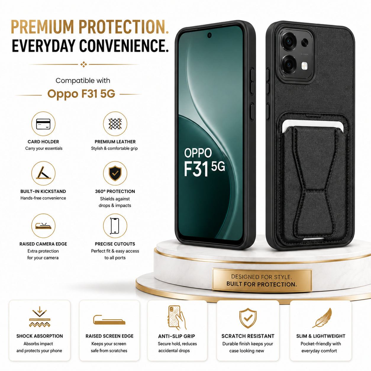 Protective Back Cover for OPPO F31 5G - Black - Image 3
