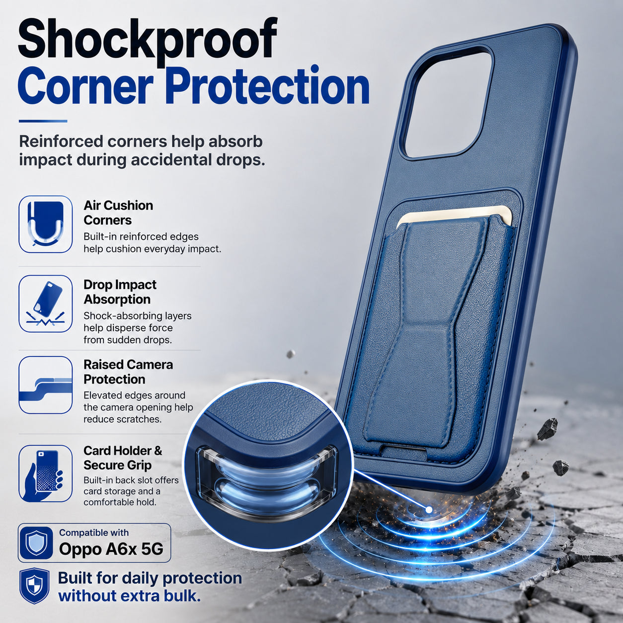 Protective Back Cover for OPPO A6x - Blue - Image 4
