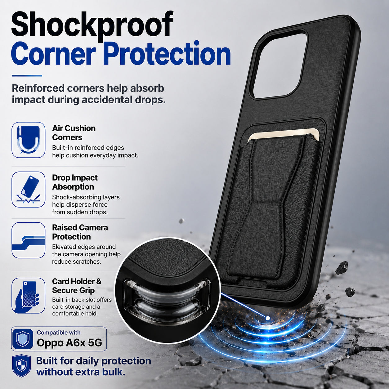 Protective Back Cover for OPPO A6x - Black - Image 4
