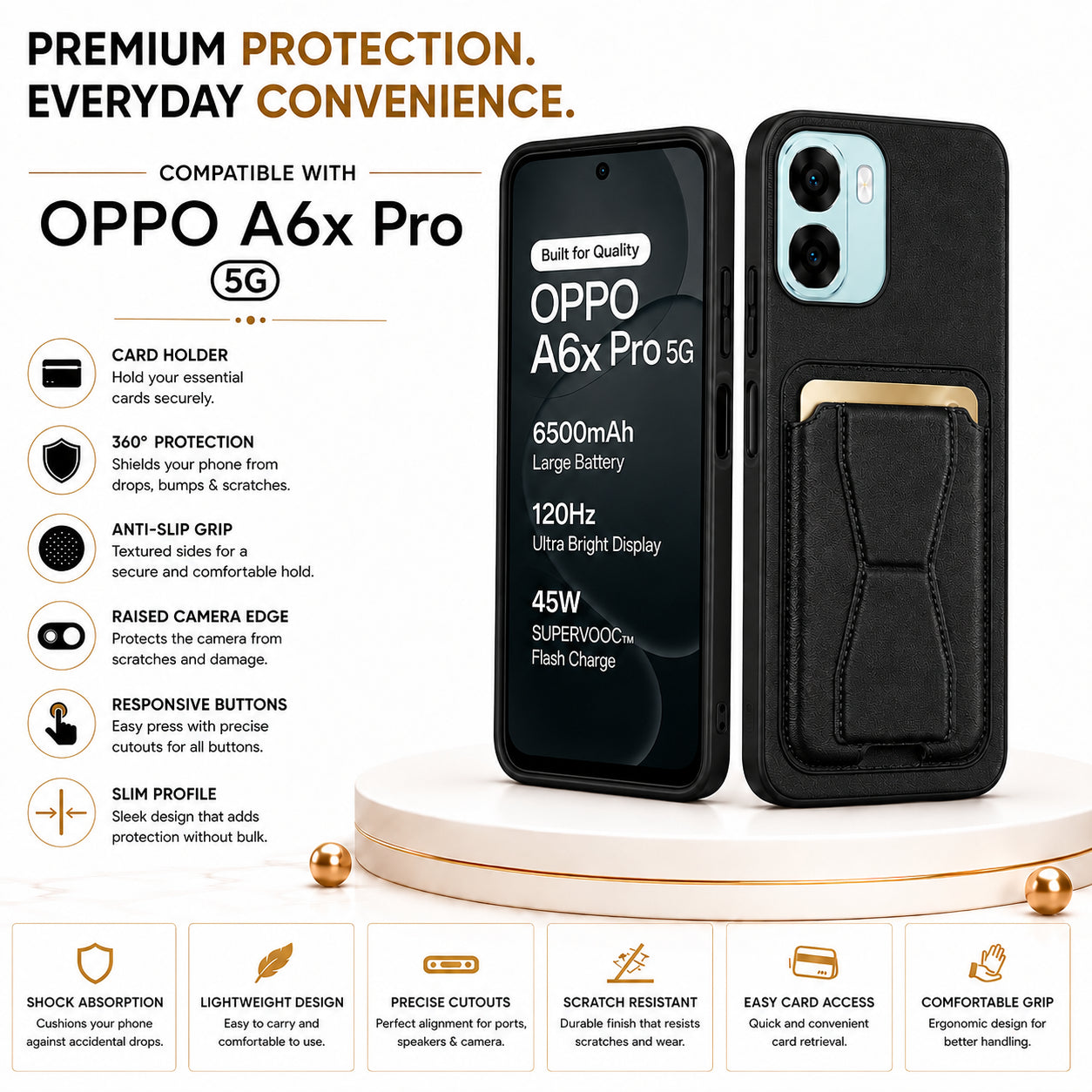 Protective Back Cover for OPPO A6x - Black - Image 3