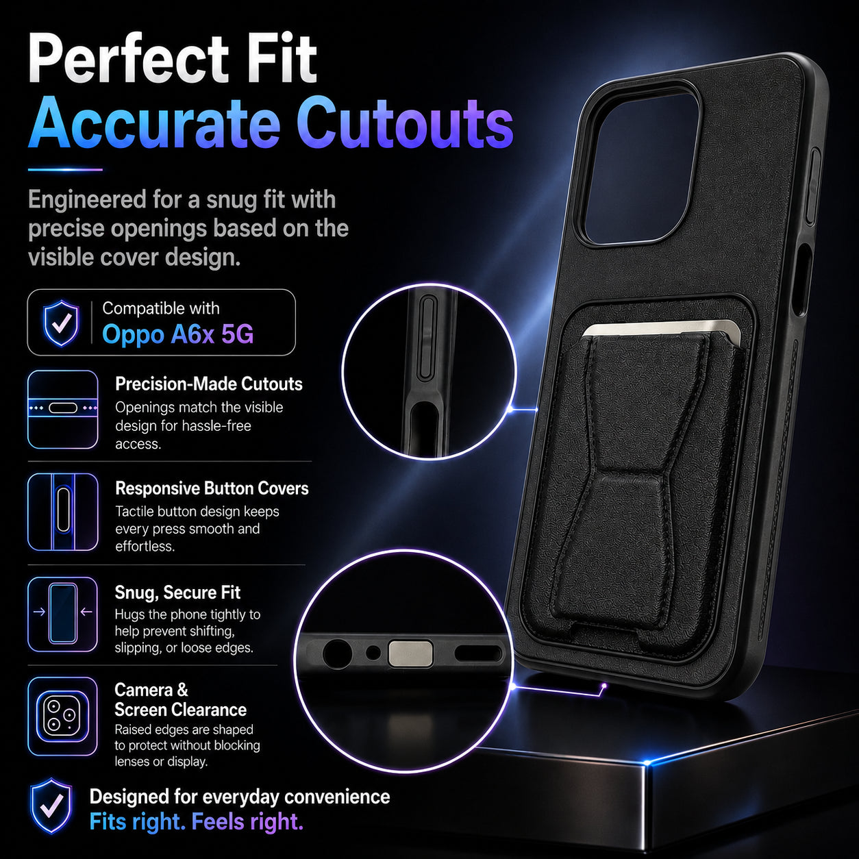 Protective Back Cover for OPPO A6x - Black - Image 5