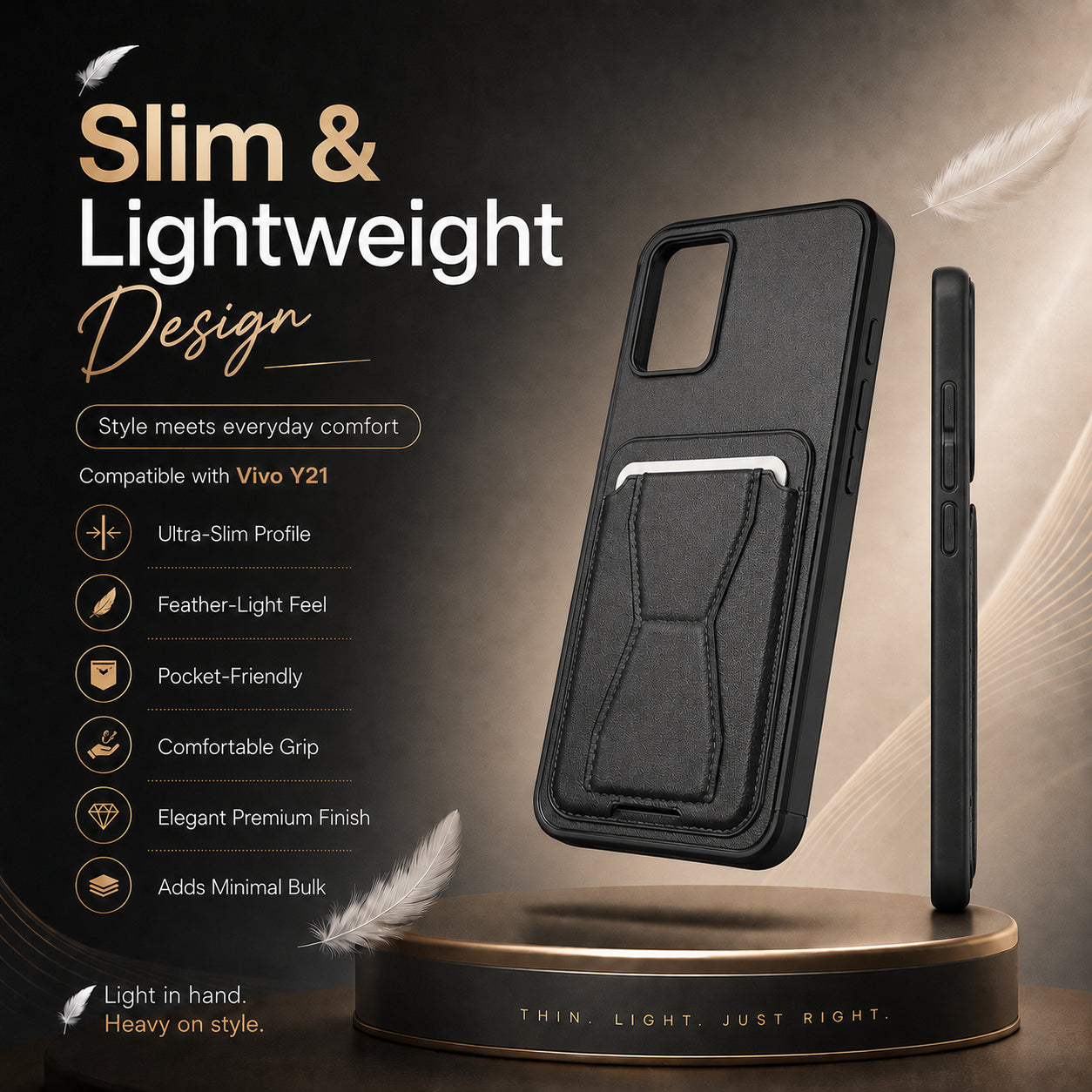 Protective Back Cover for Vivo Y21 - Black - Image 2