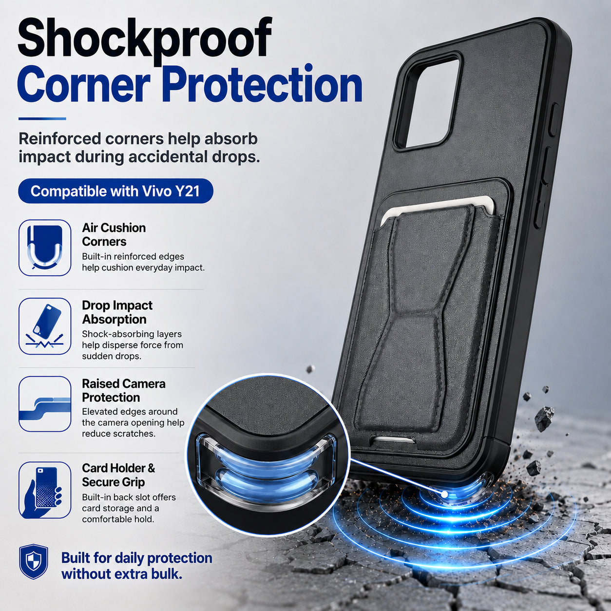 Protective Back Cover for Vivo Y21 - Black - Image 3