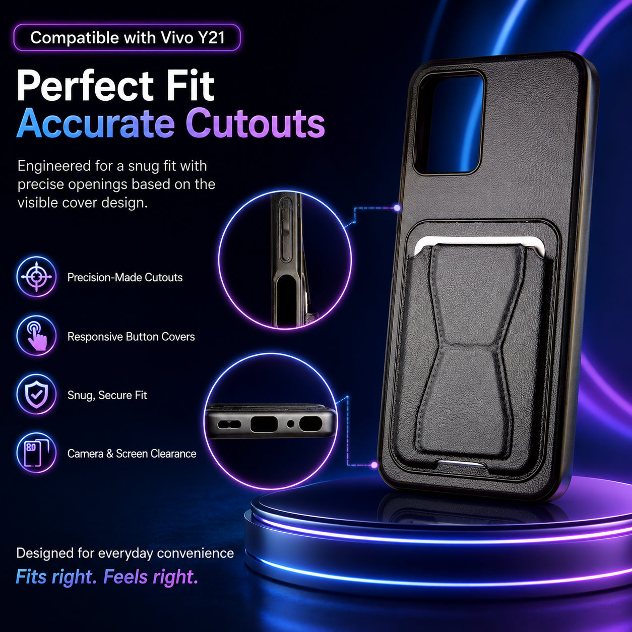Protective Back Cover for Vivo Y21 - Black - Image 4