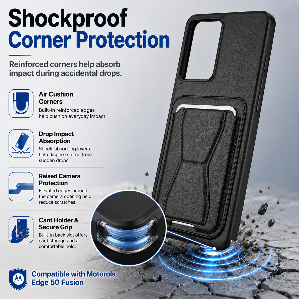 Protective Back Cover for Motorola Edge 50 Fusion - Black - Image 2