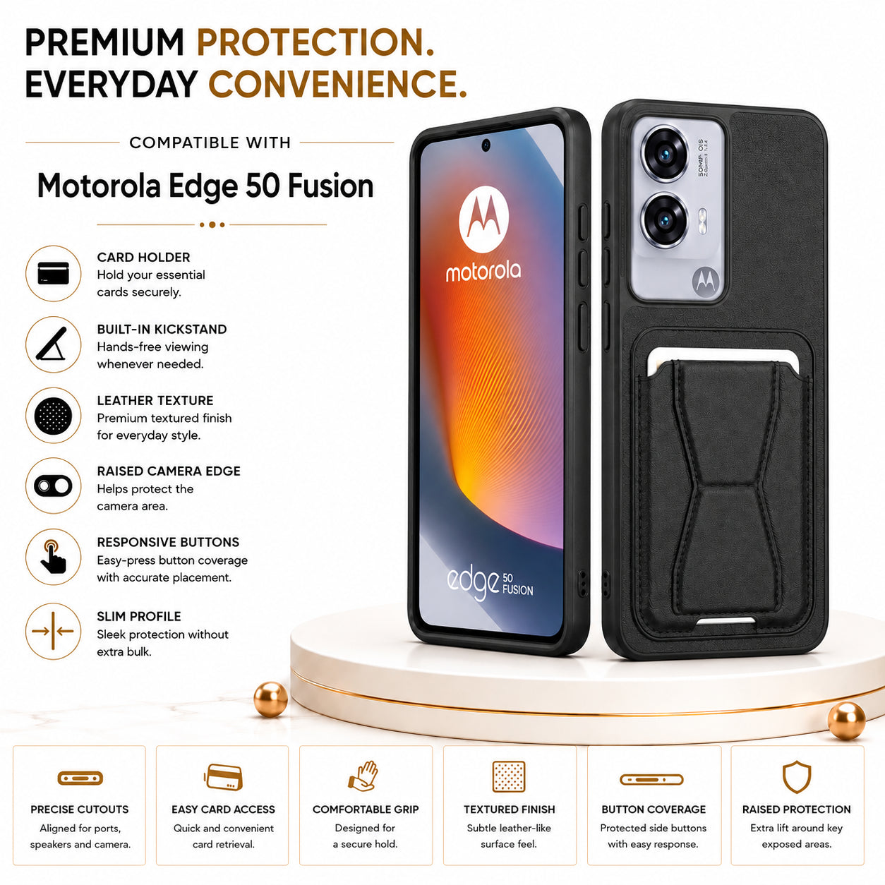 Protective Back Cover for Motorola Edge 50 Fusion - Black - Image 3